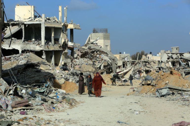 KHAN YUNIS, GAZA - APRIL 19: A view of the damaged buildings and streets after months of Israeli bombardment which have turned the city into piles of rubble and ash in Khan Yunis, Gaza on April 19, 2024. (Photo by Abed Rahim Khatib/Anadolu via Getty Images)